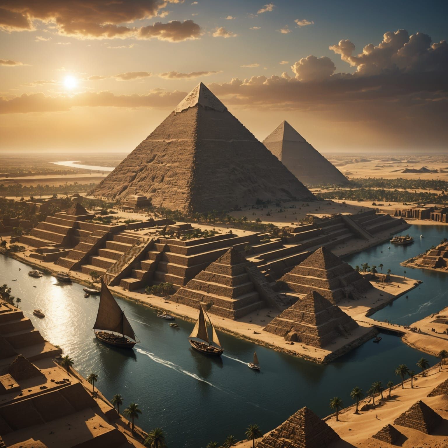 Pyramids, Sphinx, and Nile: An Epic Digital Painting
