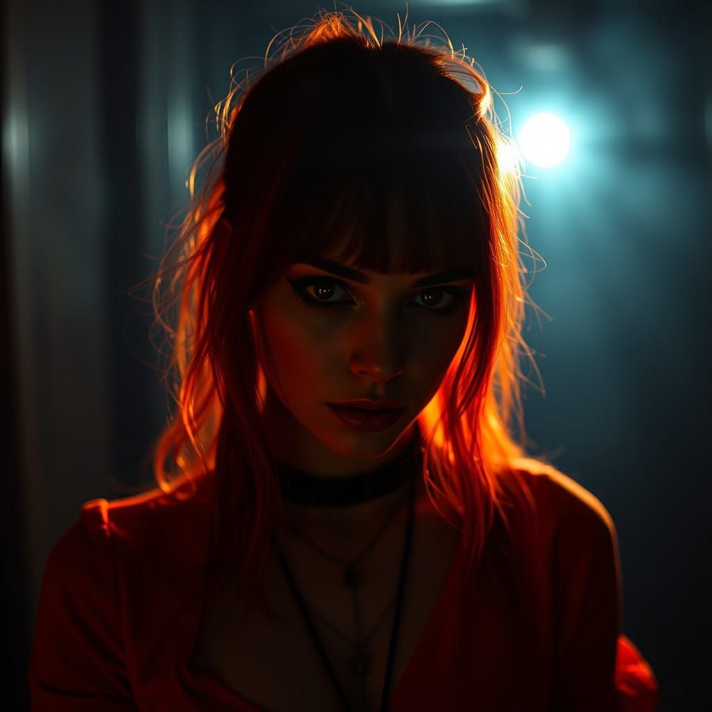 Dark Gothic Woman in Hyperrealistic Portrait