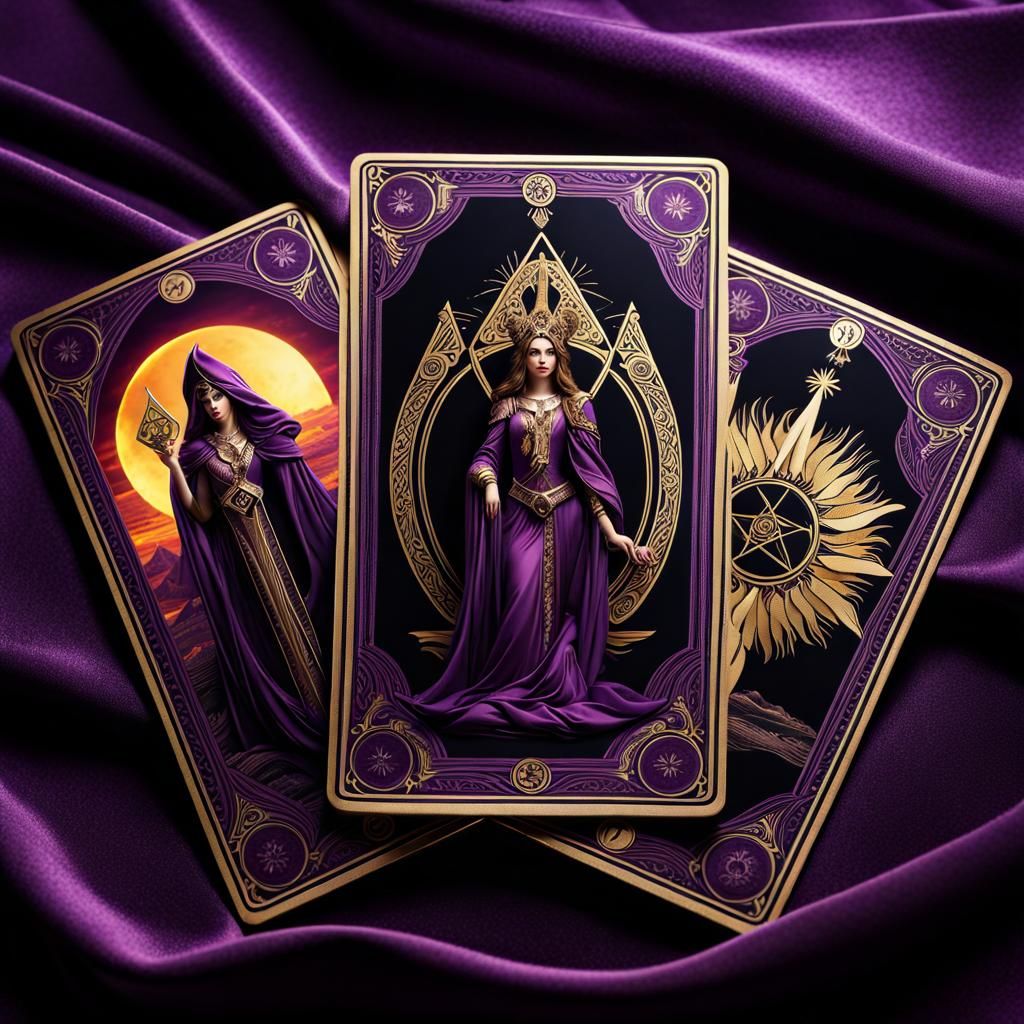 Tarot Cards on Velvet: Death, Strength, Sun