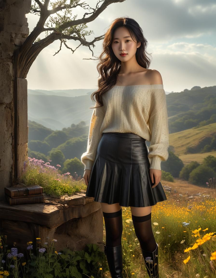 Ethereal Portrait of Woman Among Metal Ruins