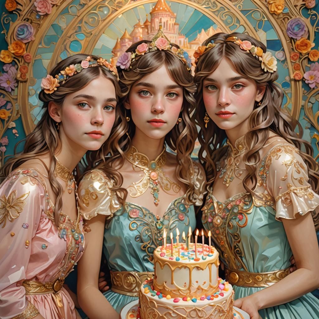 Sisters Celebrate Birthday in Art Nouveau Portrait