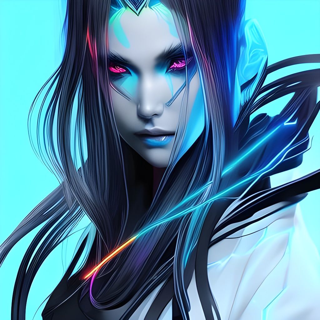 Cyberpunk Ainu Hacker Girl with Neon Lighting