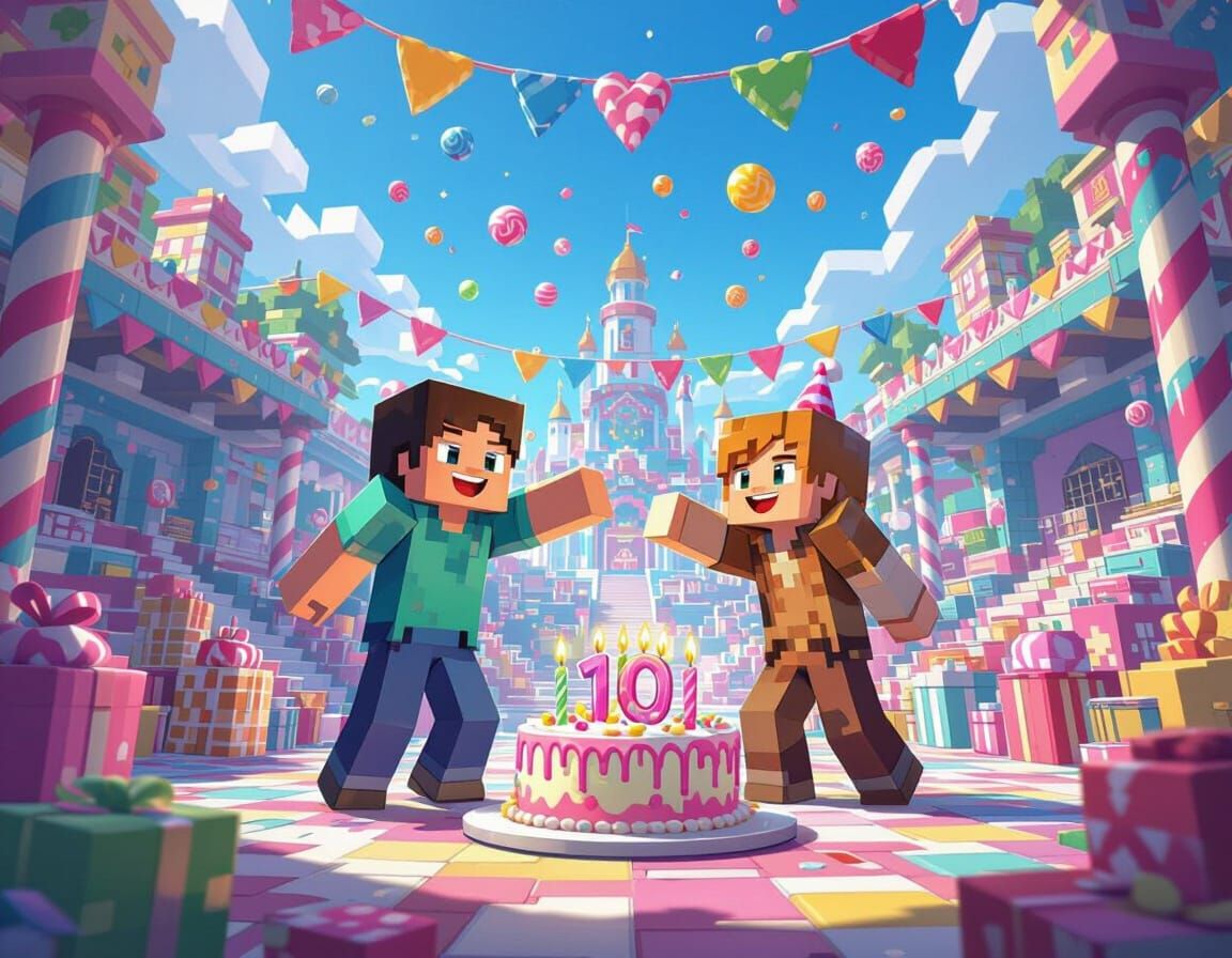 Minecraft Birthday Party in Candy Art Style