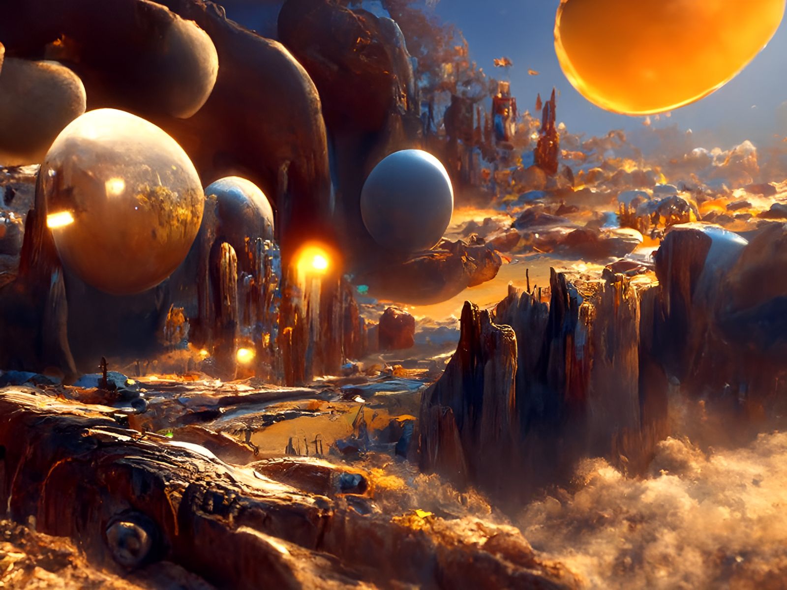 Galactic Expanse with Advanced Alien Spacecraft