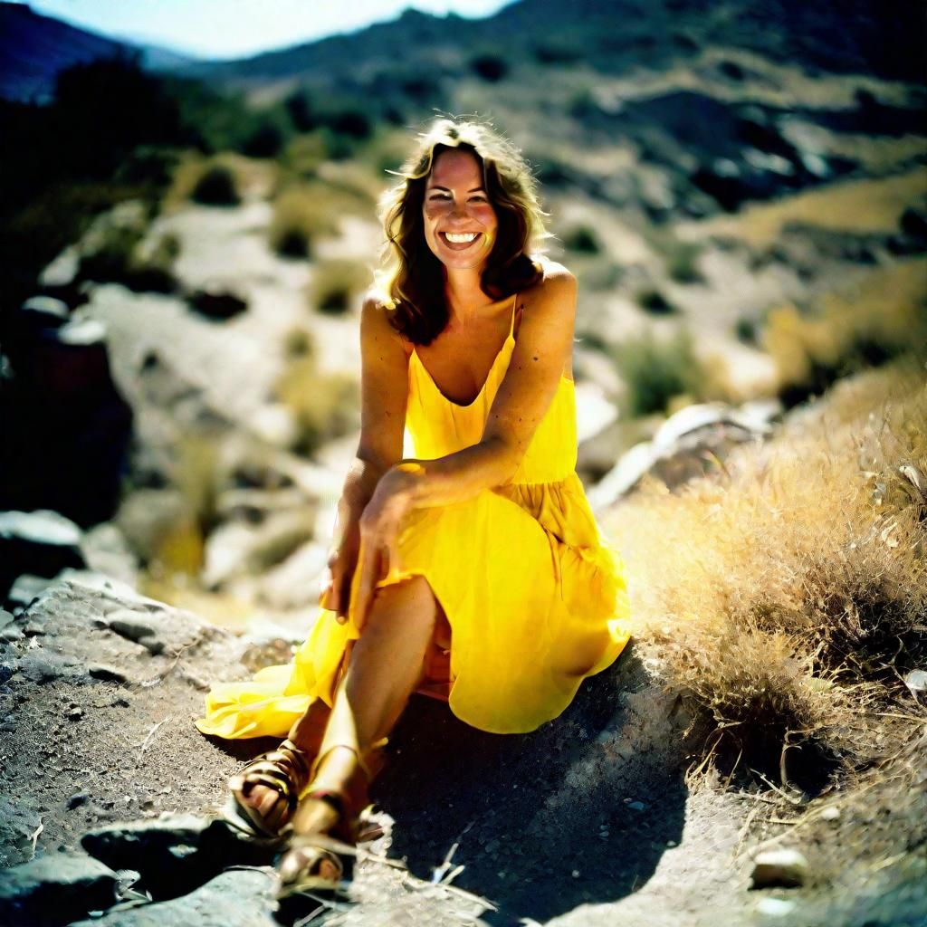 Woman Smiling in Vintage Analog Film Photo