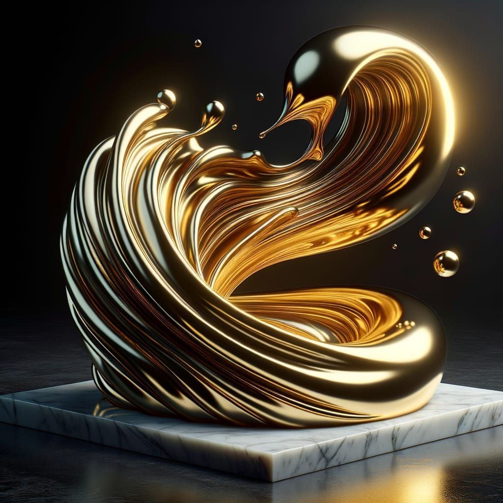 Golden Sculpture Drenched in Opulent Paint