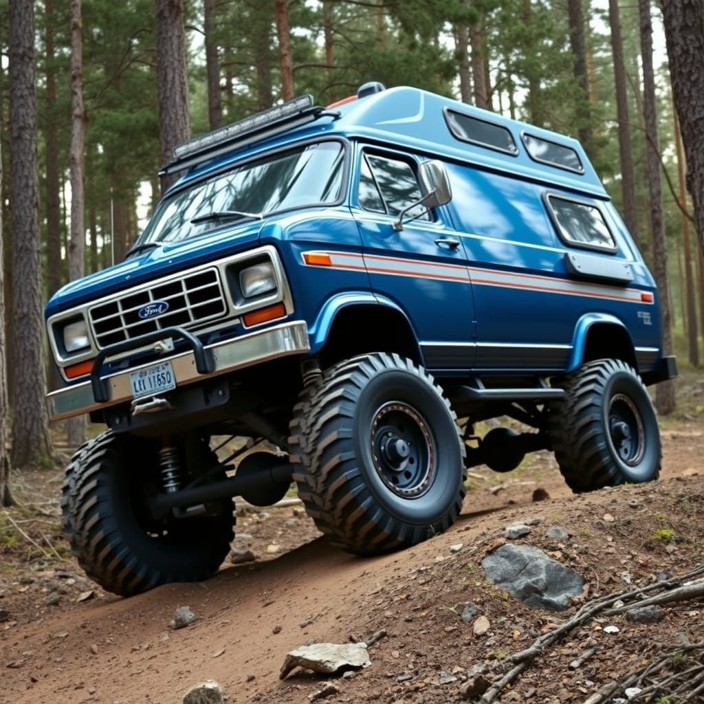 Retro Campervan Navigates Woodland Trails