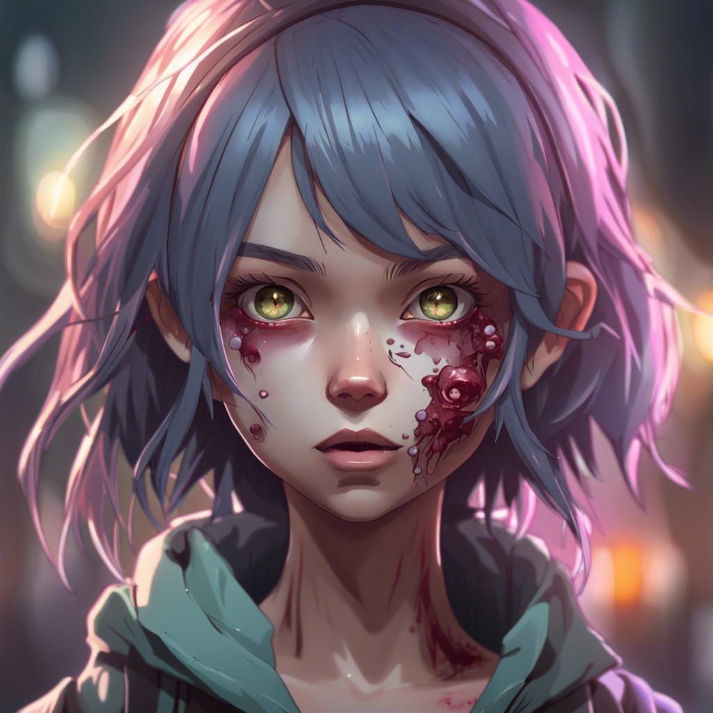 Anime Zombie Girl Portrait in Artgerm Style