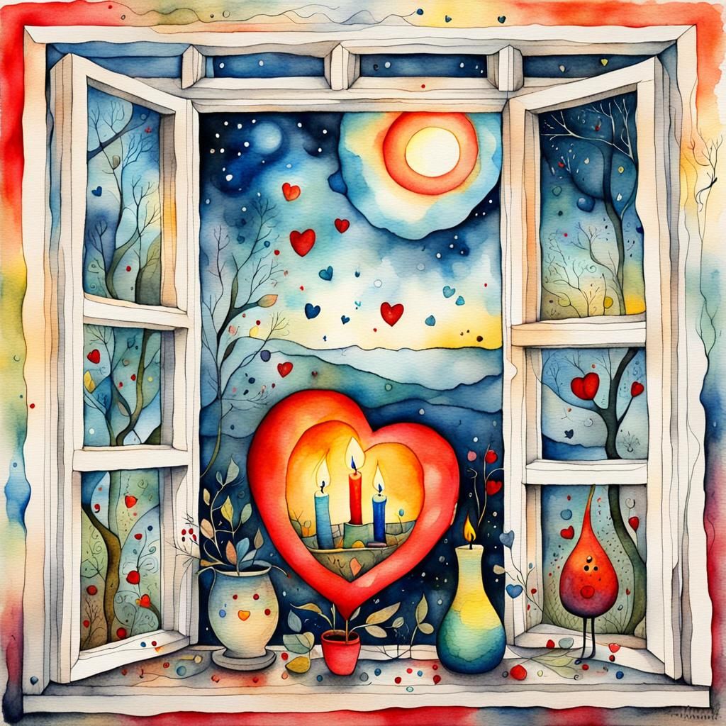 Surreal Candle Portrait in Watercolor and Ink