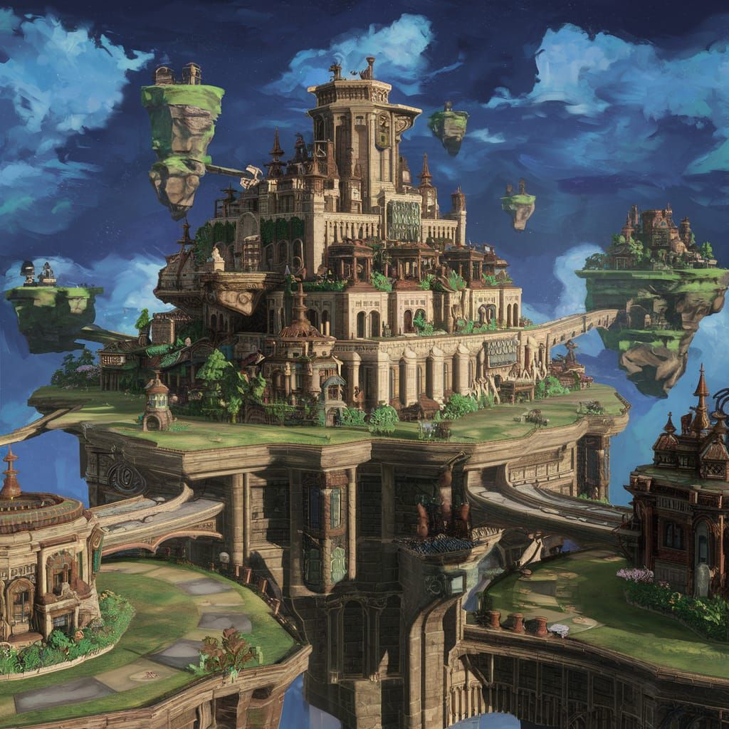 Fantastical Floating City on Artstation in Matte Painting