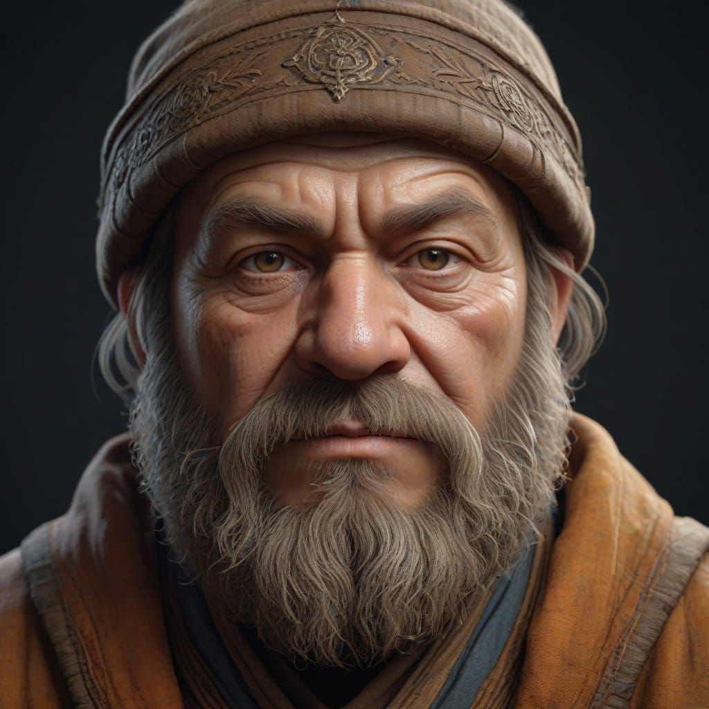 Dwarf Monk in Triadic Colors by Gustave Doré Style