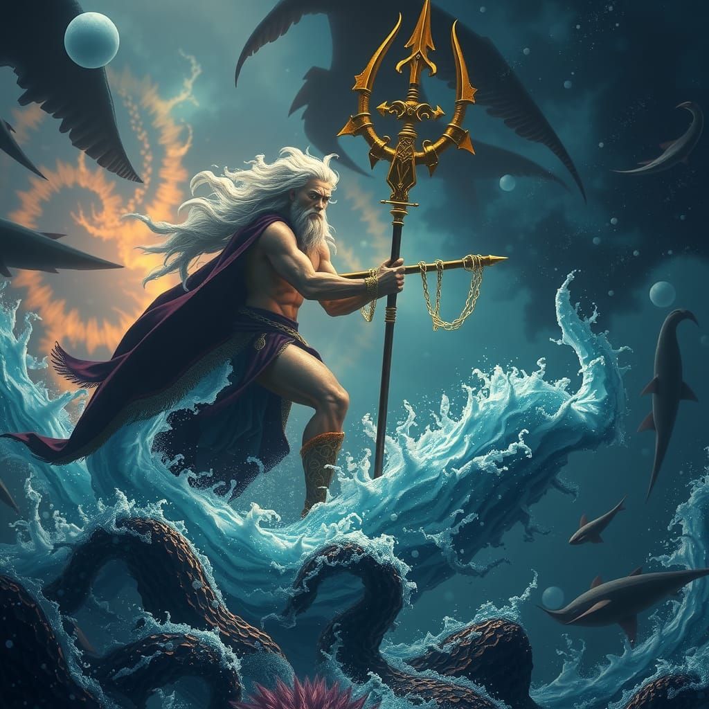 Celtic Sea-God Manannán mac Lir with Trident