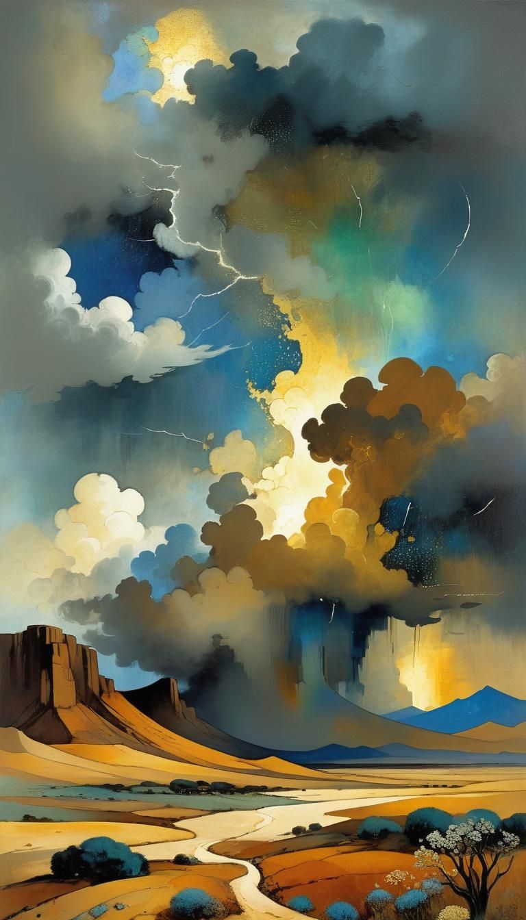 Cubist Desert Storm in Earthy Hues