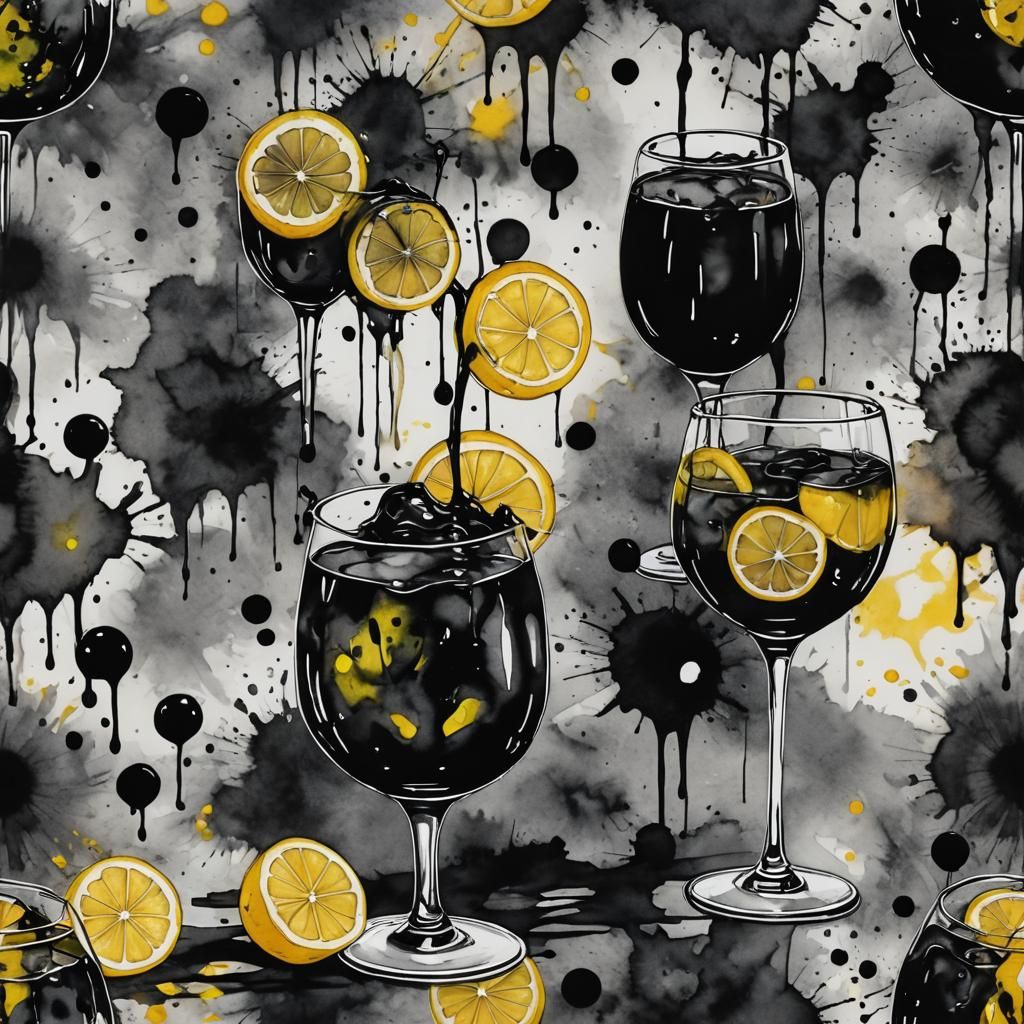 Gothic Lemonade in Alcohol Inks Style