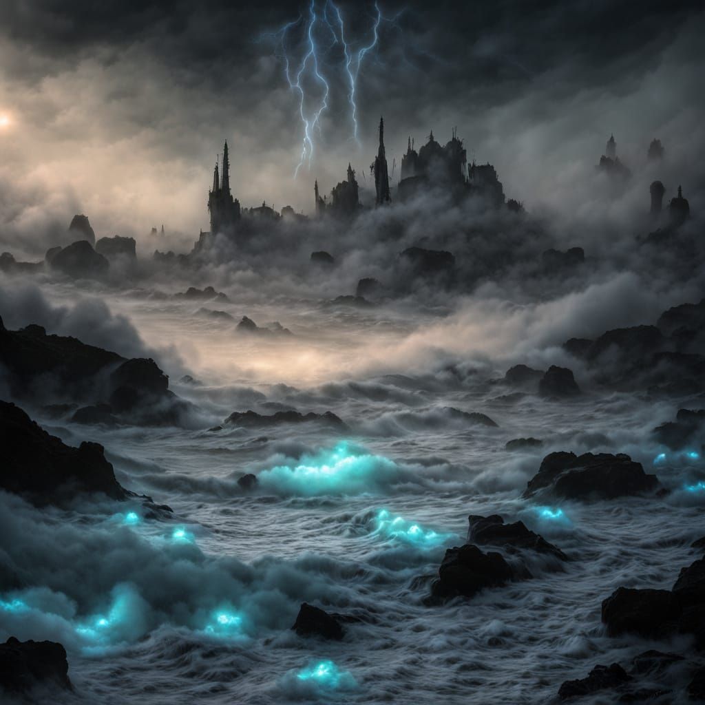 Dark Surrealist Masterpiece: Lonely Figure at the Edge of th...