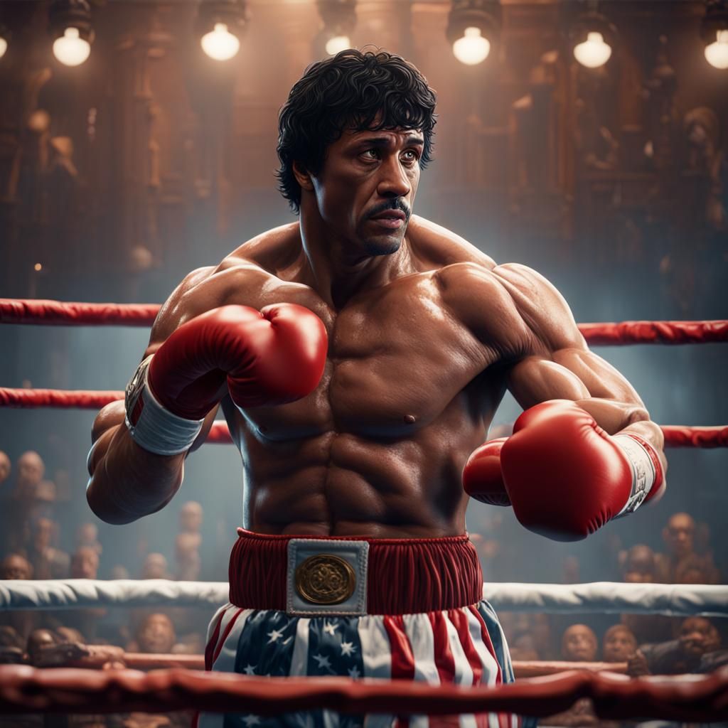 Rocky Balboa Knocked Out: Detailed Matte Painting