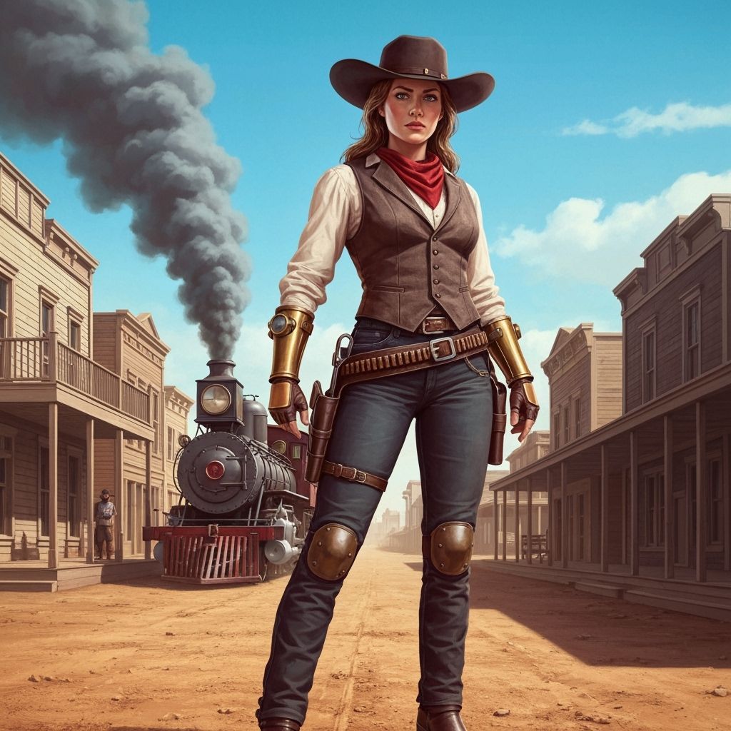 Retro Western Movie Poster: Steampunk Bounty Hunter