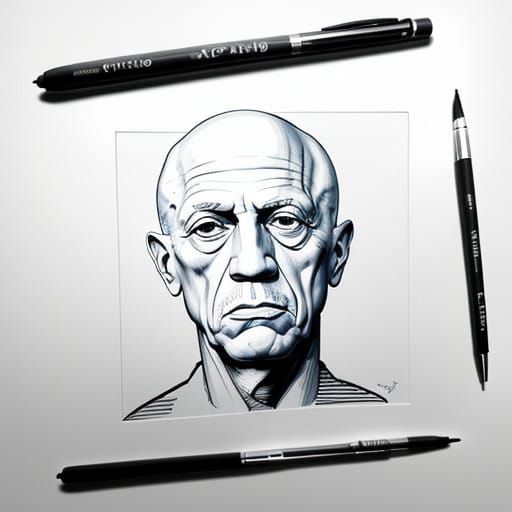 Hyper Realistic Ink Drawing of Pablo Picasso
