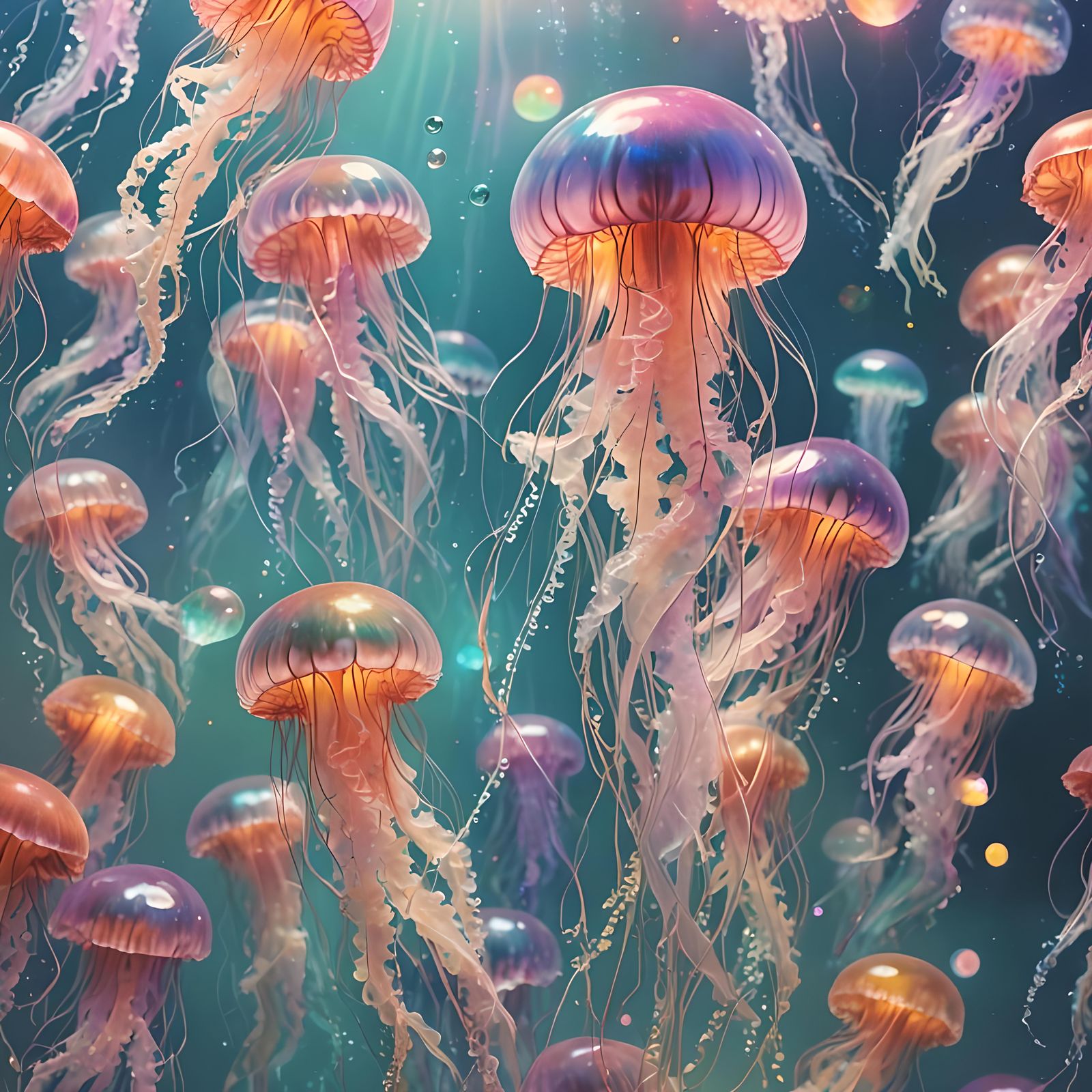 Dreamy Jellyfish in Rainbow Sparkling Water