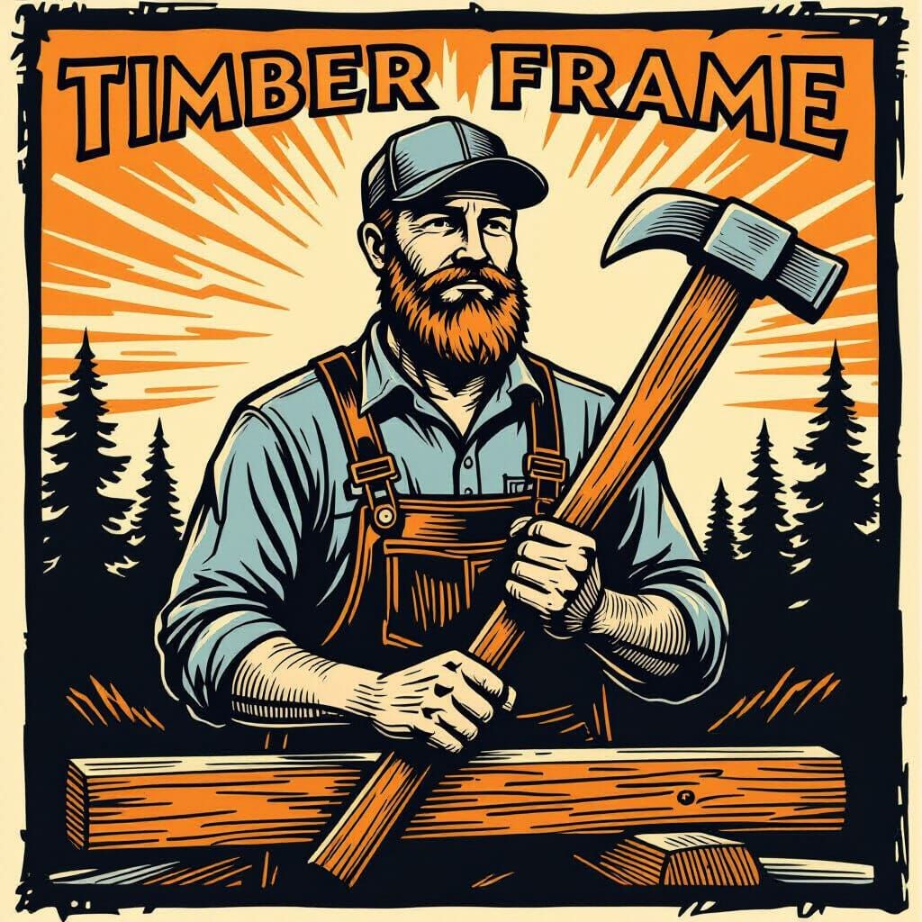 Political Logo for Carpenter in Woodcut Linocut Style