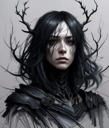 Eerie Expressionist Sketch of Female Figure