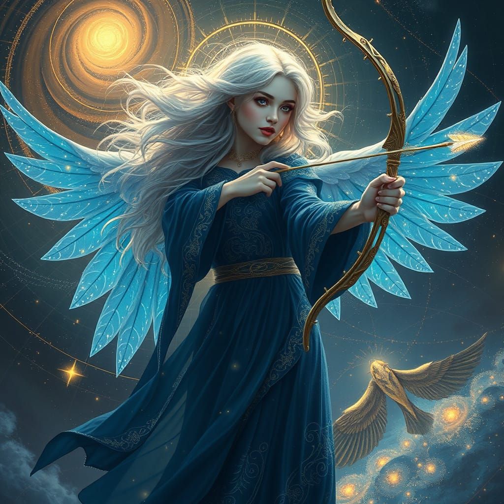 Celestial Beauty with Stardust Hair and Cosmic Energy Eyes,...