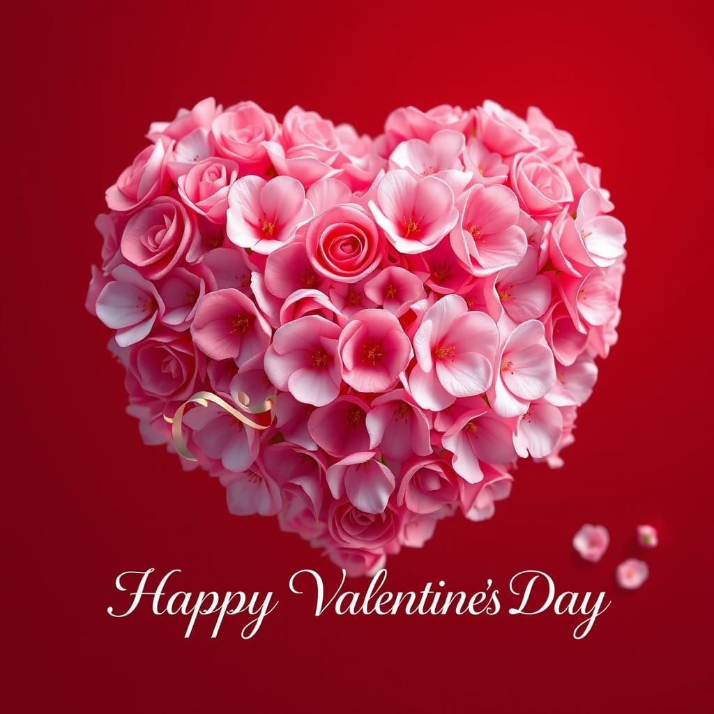 Whimsical Valentine's Day Heart Blooms in Rich Red