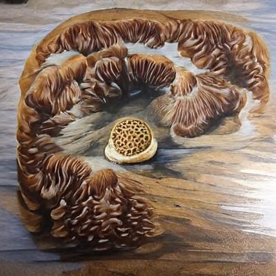 Detailed Acrylic Painting of Morel Mushroom Circle