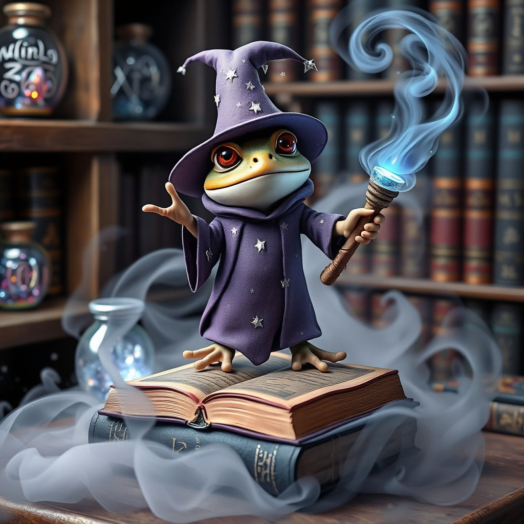 Toad Wizard Casting Spell in Claymation Style
