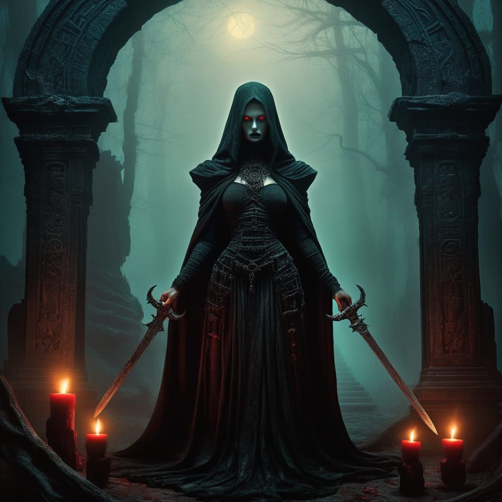 Dark Cult Priestess in Dark Surrealism