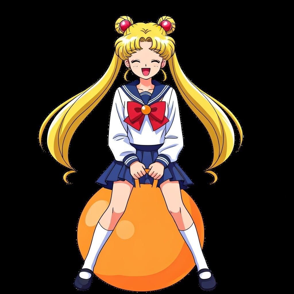 Sailor Moon Inspired Schoolgirl in Joyful Moment