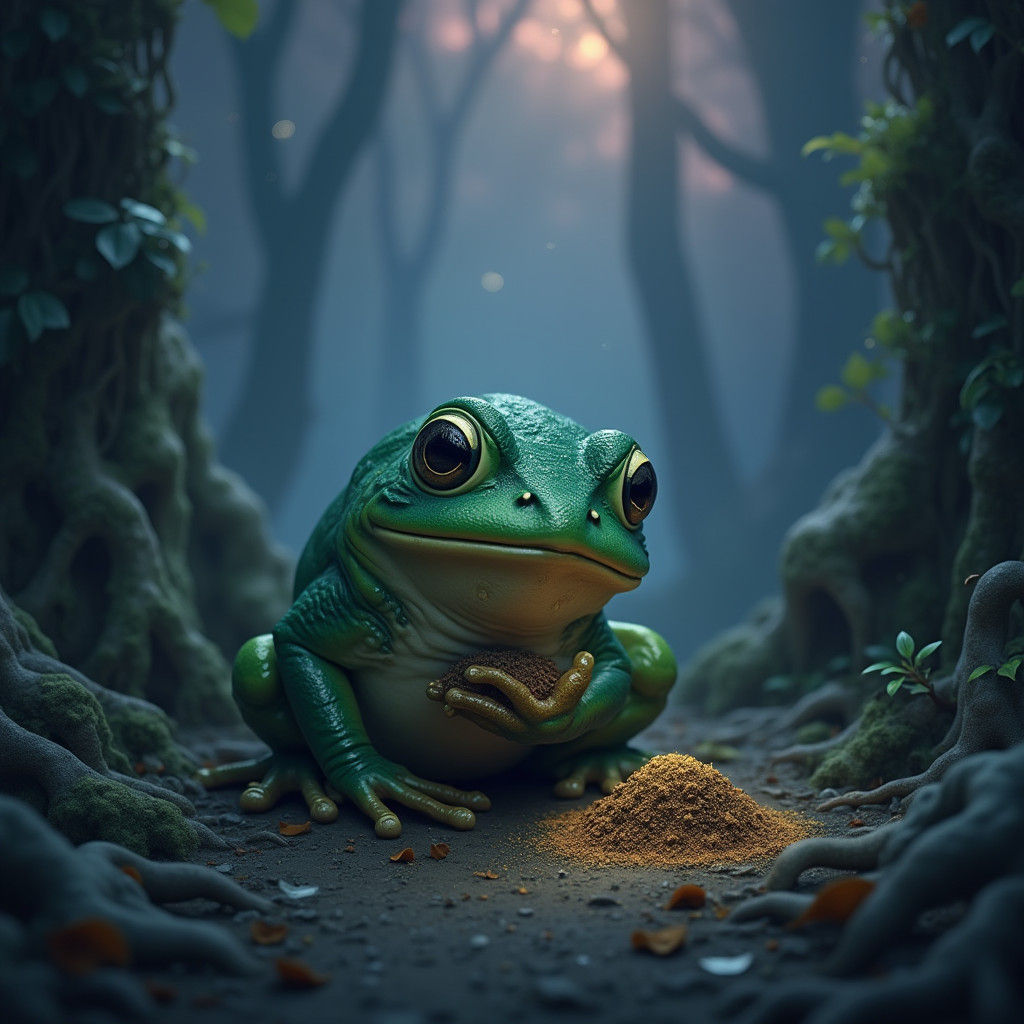 Sorrowful Frog in Mystical Forest Concept Art