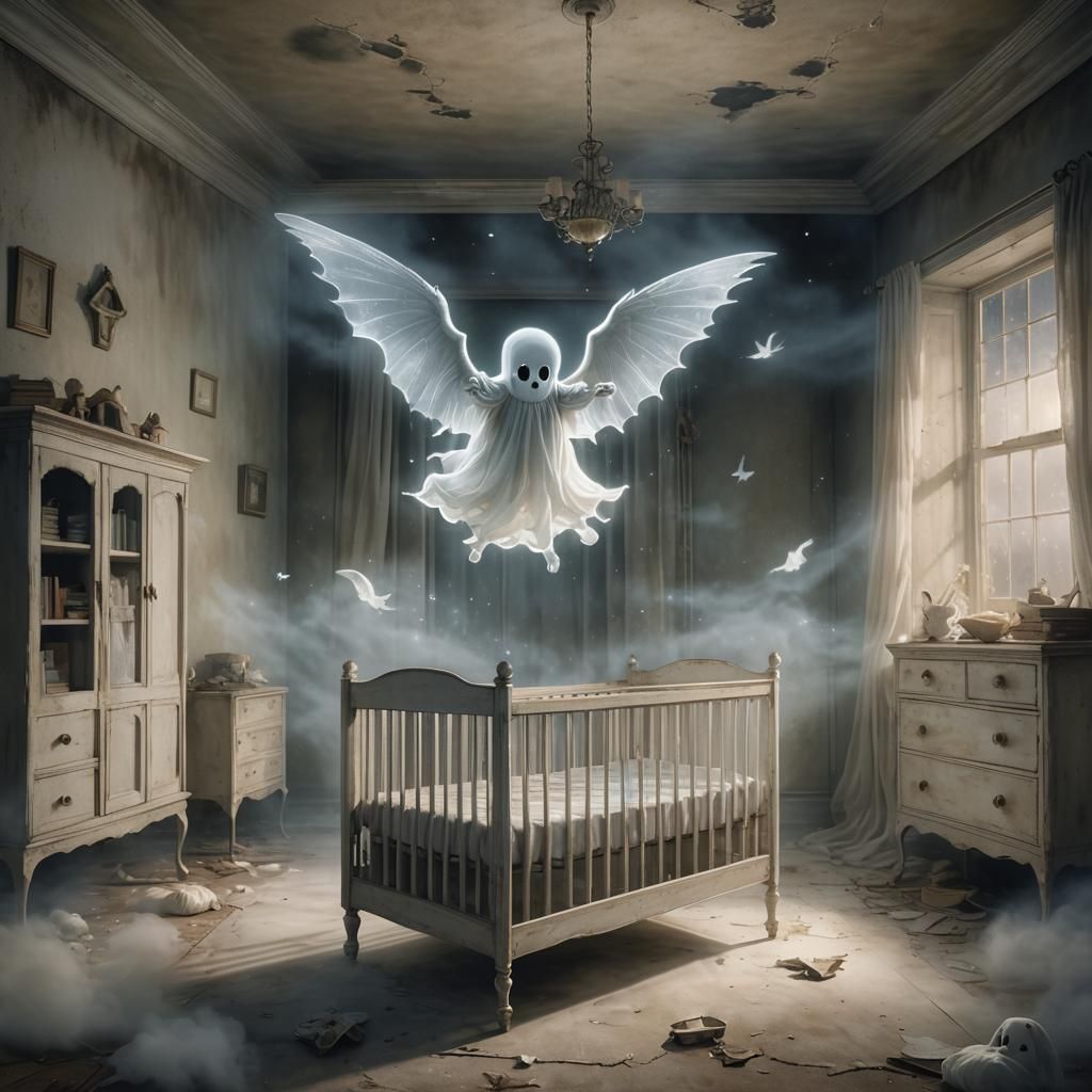 Ethereal Baby Ghost in Abandoned Nursery