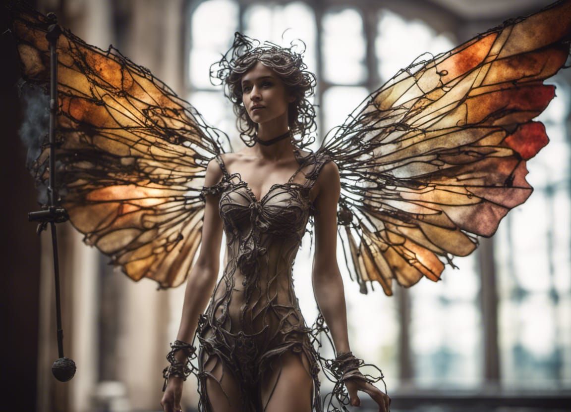 Steampunk Angel Automata in Electric Filigree