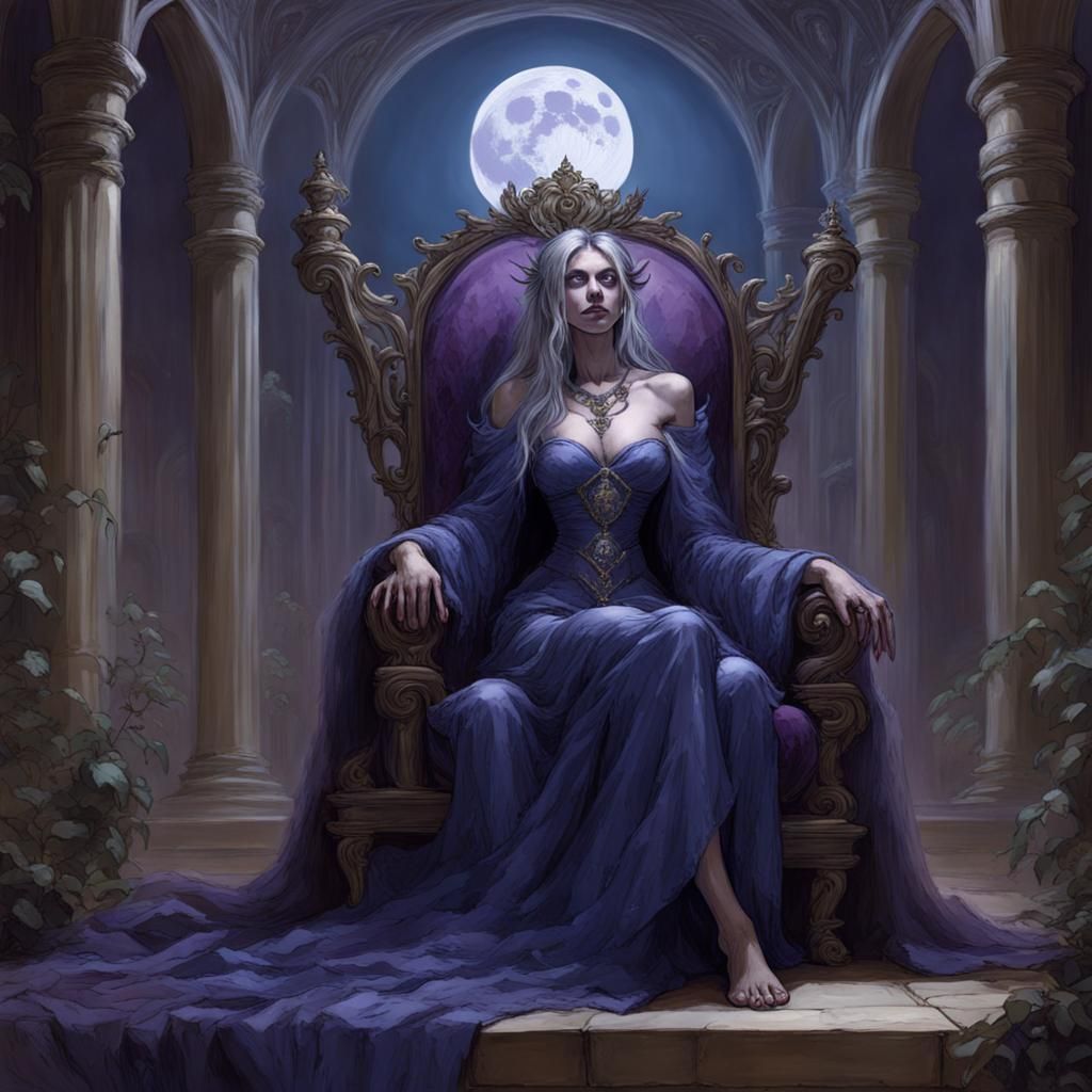 Moon Elf Queen in Garden Palace Throne Room
