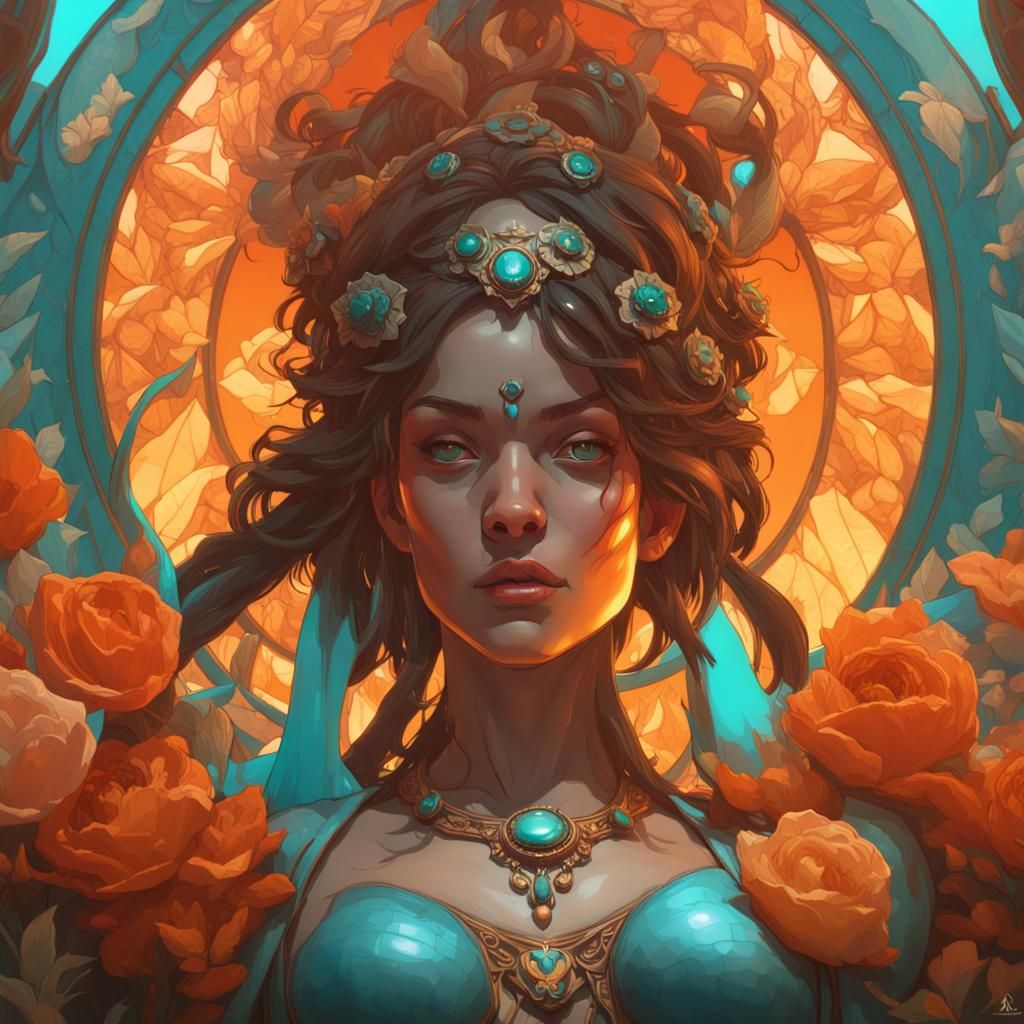 Expressive Gratitude: Art Nouveau Digital Painting