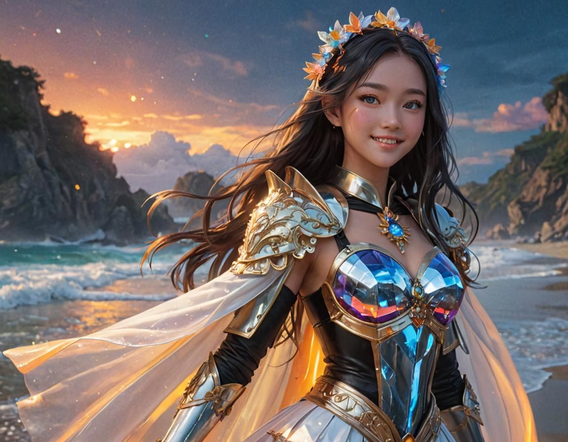 Cosmic Nun at Glass Beach: 3D Anime Art