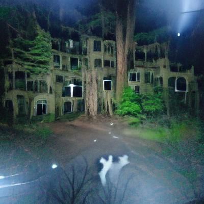 Creepy Hotel in Dark Woods with Spirits