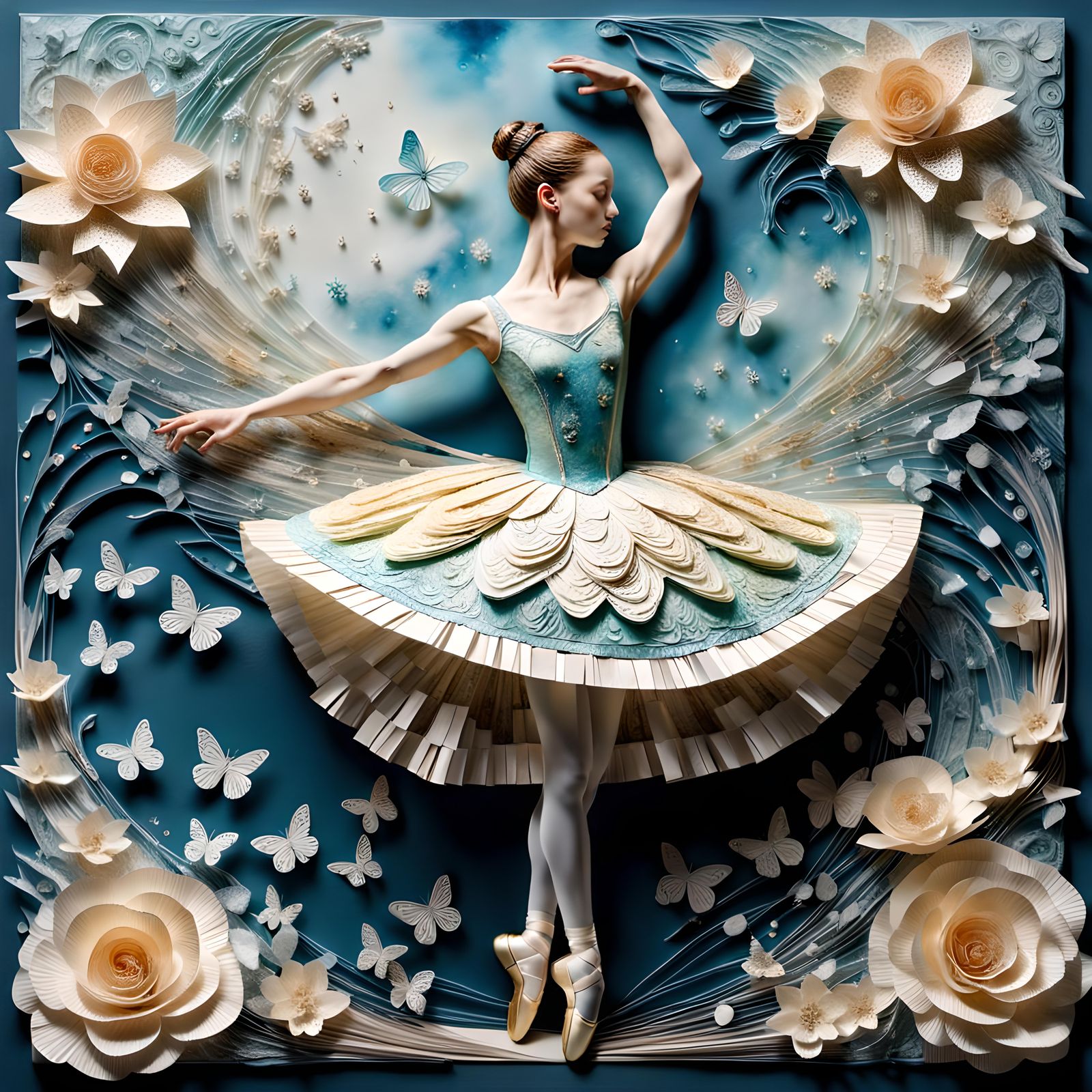 Ephemeral Paper Ballerina: Encaustic Cinematic Art