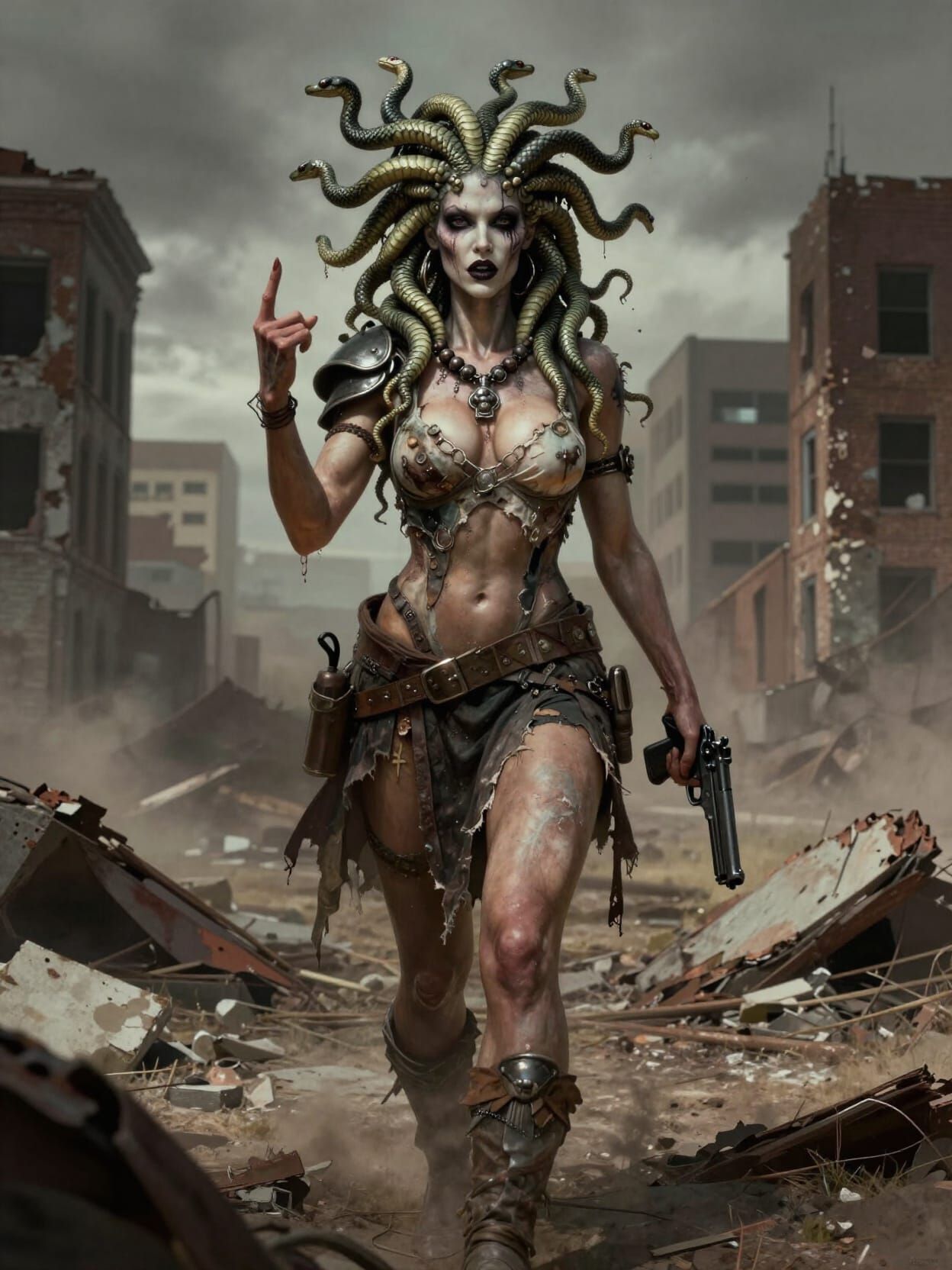 Post-Apocalyptic Gorgon Queen Medusa in Texas Ruins