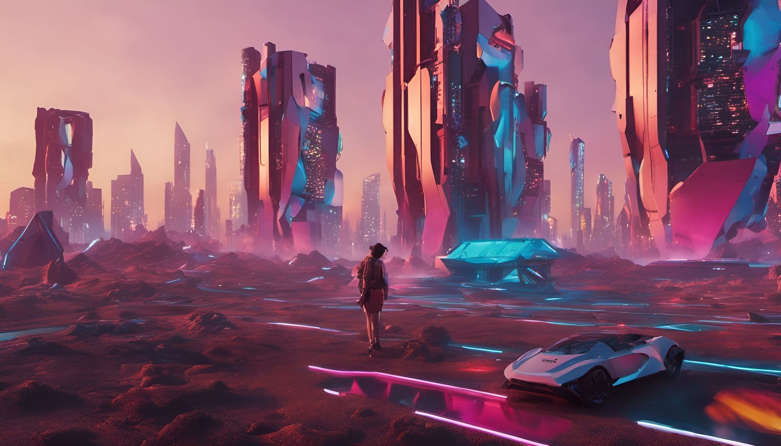 Adidas Sci-Fi Sports in 2070s Queer Cyberpunk Cityscape