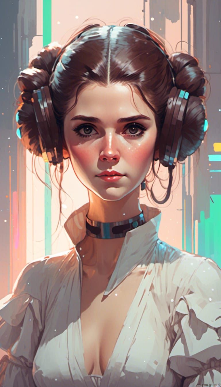 Princess Leia Manga Portrait in Pastel Colors