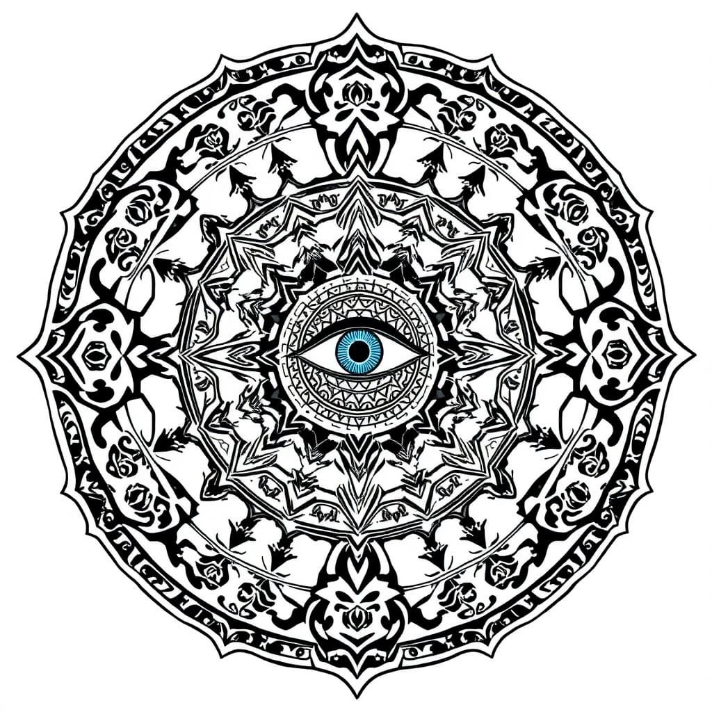 Esoteric Mandala with Third Eye and Gothic Elements