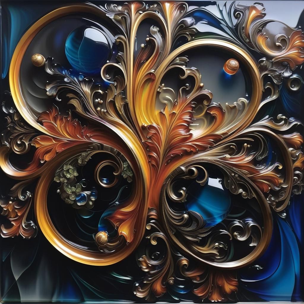 Intricate Wet Oil Paint on Glass Painting