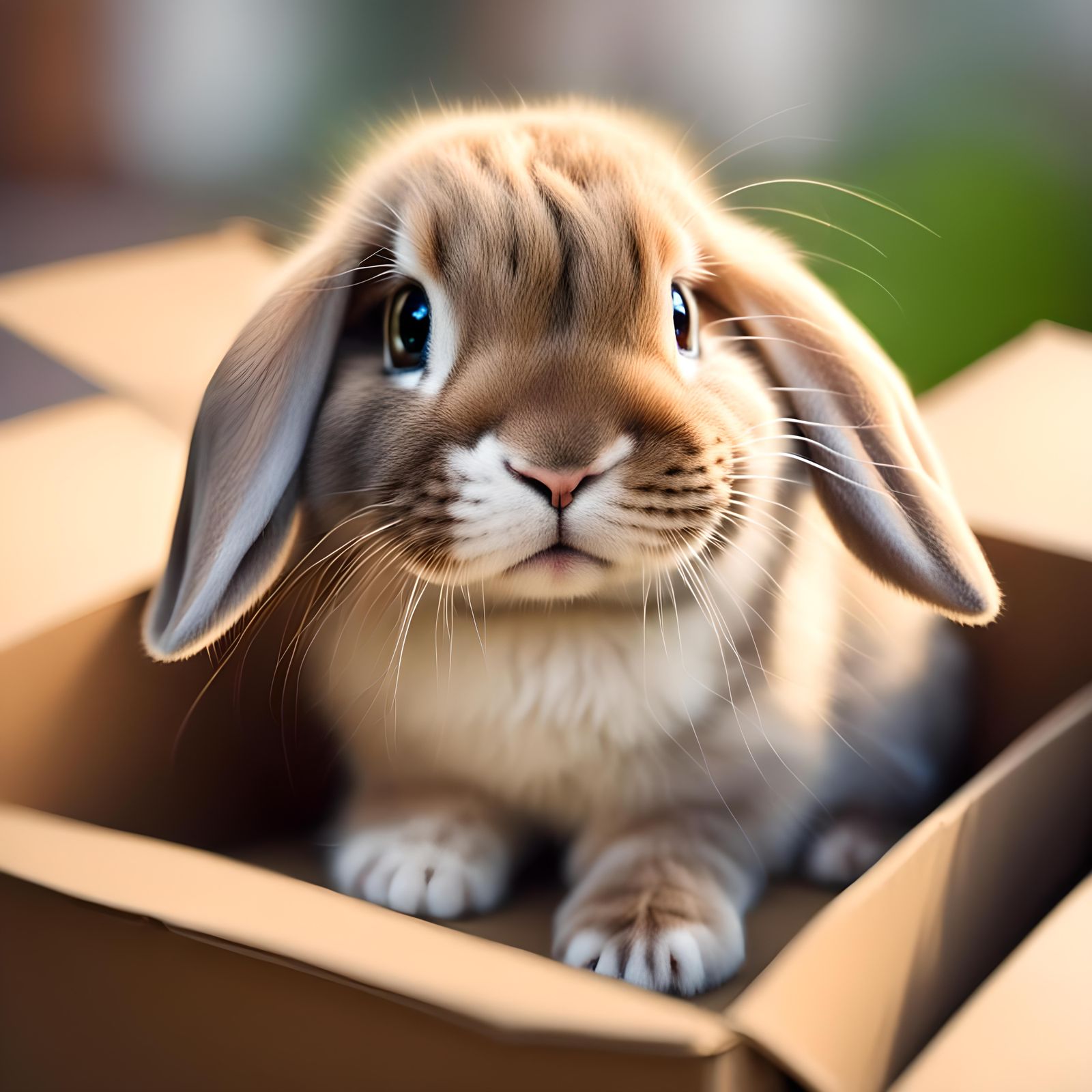 Adorable Baby Bunny in a Box: Realistic Photography