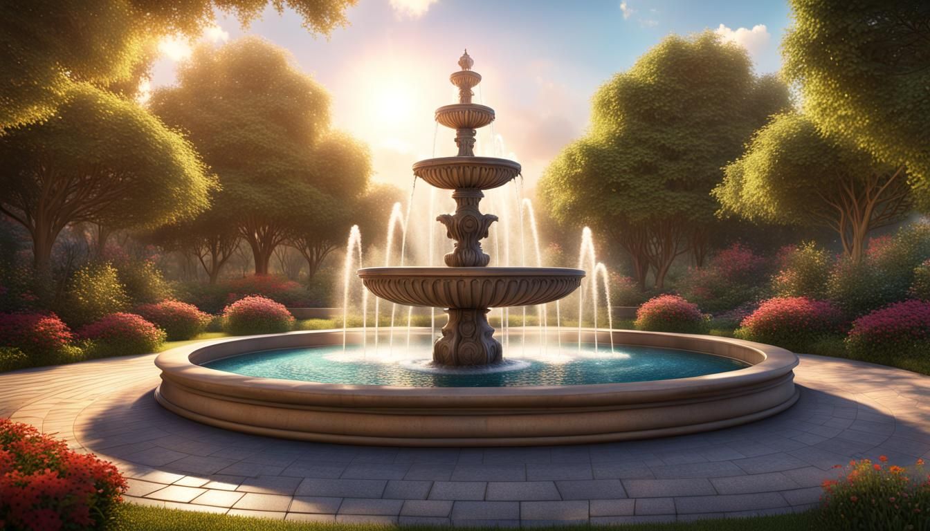 Harmony Springs Fountain in a Fantastical Garden