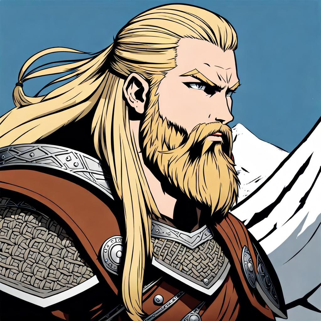 Anime Style Blonde Viking Warrior Portrait