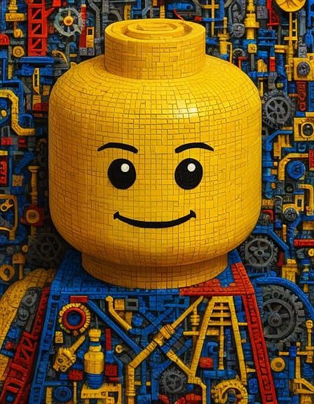 Intricate LEGO Head in Maximalist Style