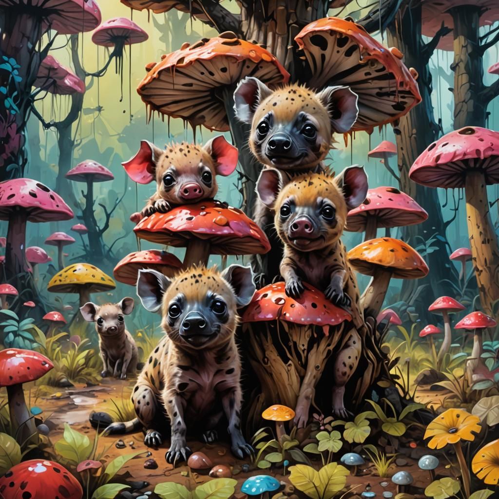 Hyena and Piglet Friends in Graffiti Art