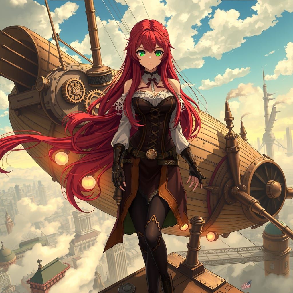 Steampunk Siren on Victorian Airship